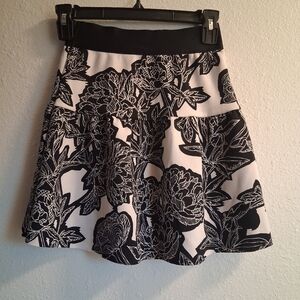 Express Black And White Floral Mini Skirt